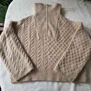 Abercrombie & Fitch Cream Cable Knit Sweater Quarter Zip